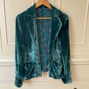 Elie Tahari velvet turquoise blazer
